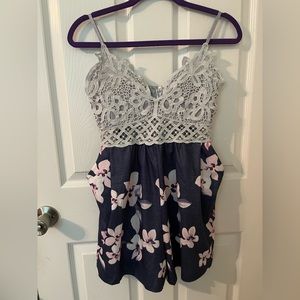Gray Floral Romper
